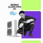 Teknisi AC melakukan bering ulang pipa AC untuk memperbaiki aliran freon dengan layanan service AC terdekat.