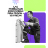 seorang teknisi rajasa teknik ac sedang melakukan pengelasan