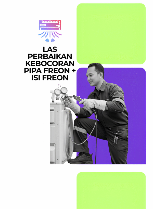 seorang teknisi rajasa teknik ac sedang melakukan pengelasan
